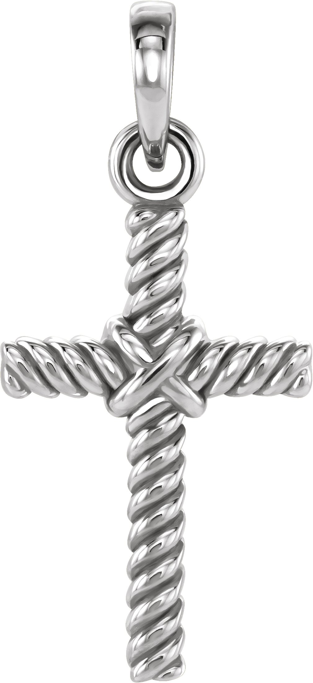 14K White 13.5x8.6 mm Rope Cross Pendant  