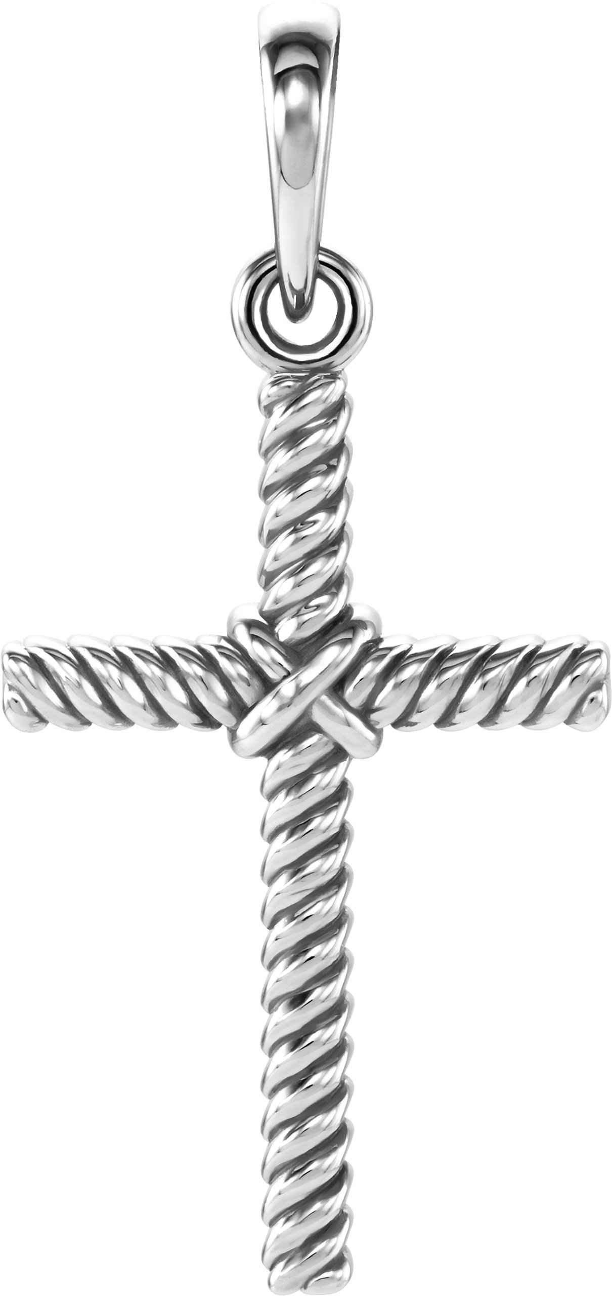 14K White 17.5x11.3 mm Rope Cross Pendant  