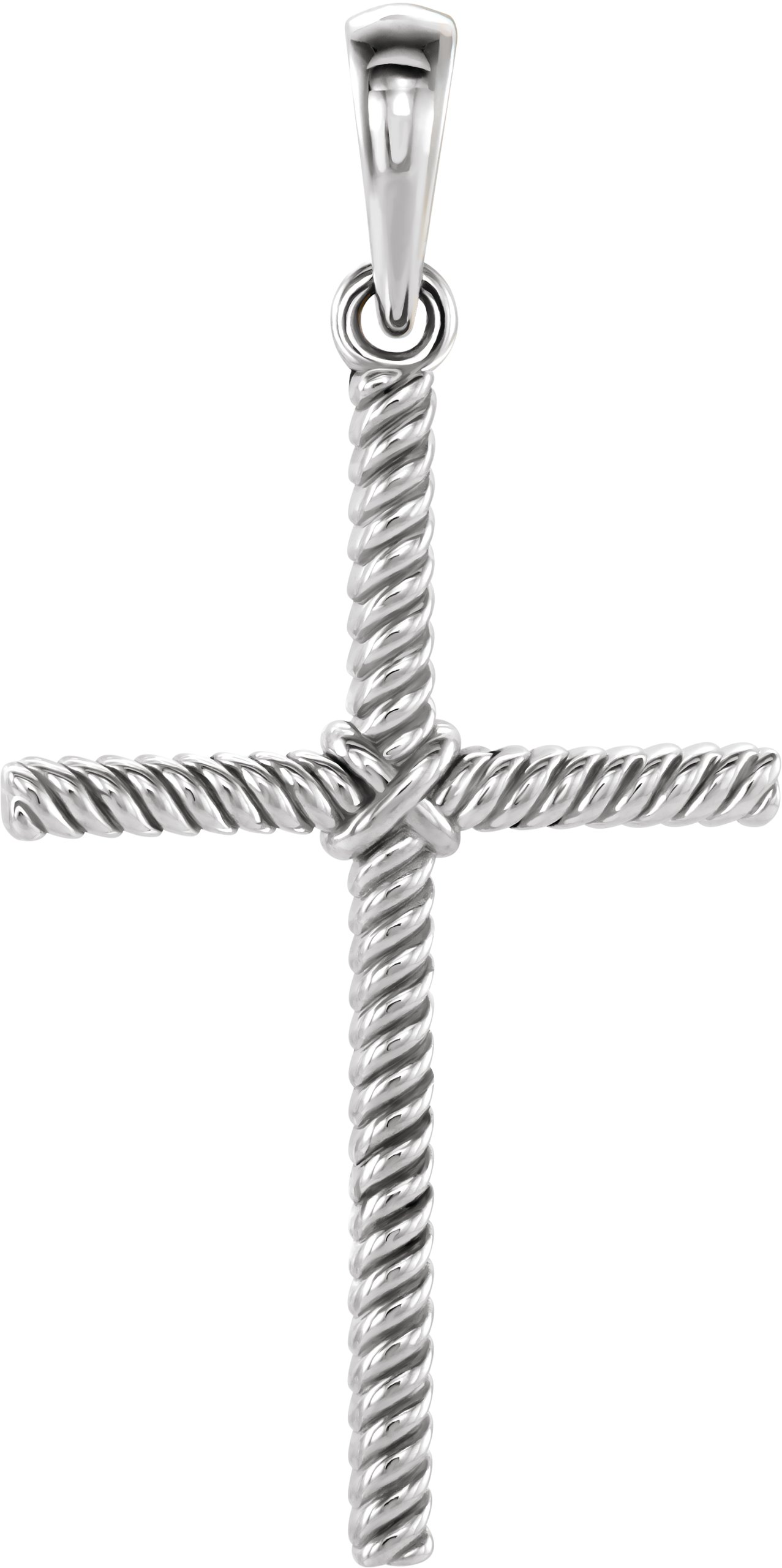 14K White 31.9x16.2 mm Rope Cross Pendant  