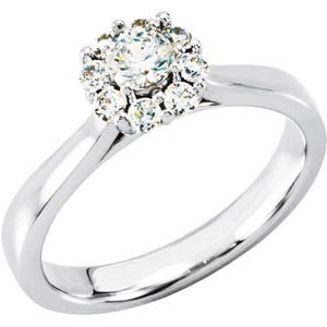 18K White .33 CTW Diamond Halo Style Cluster Engagement Ring Ref 3148067