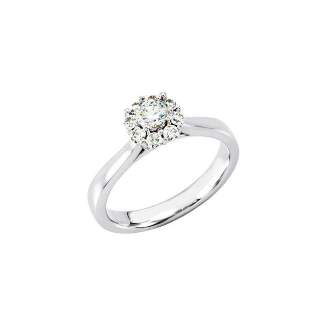 18K White 1 CTW Natural Diamond Engagement Ring
