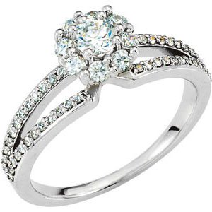 14K White 3/4 CTW Natural Diamond Engagement Ring