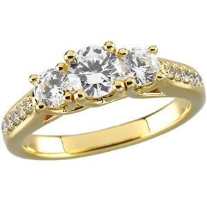 14K Yellow 5.2 mm Round 5/8 CTW Natural Diamond Semi-Set Engagement Ring