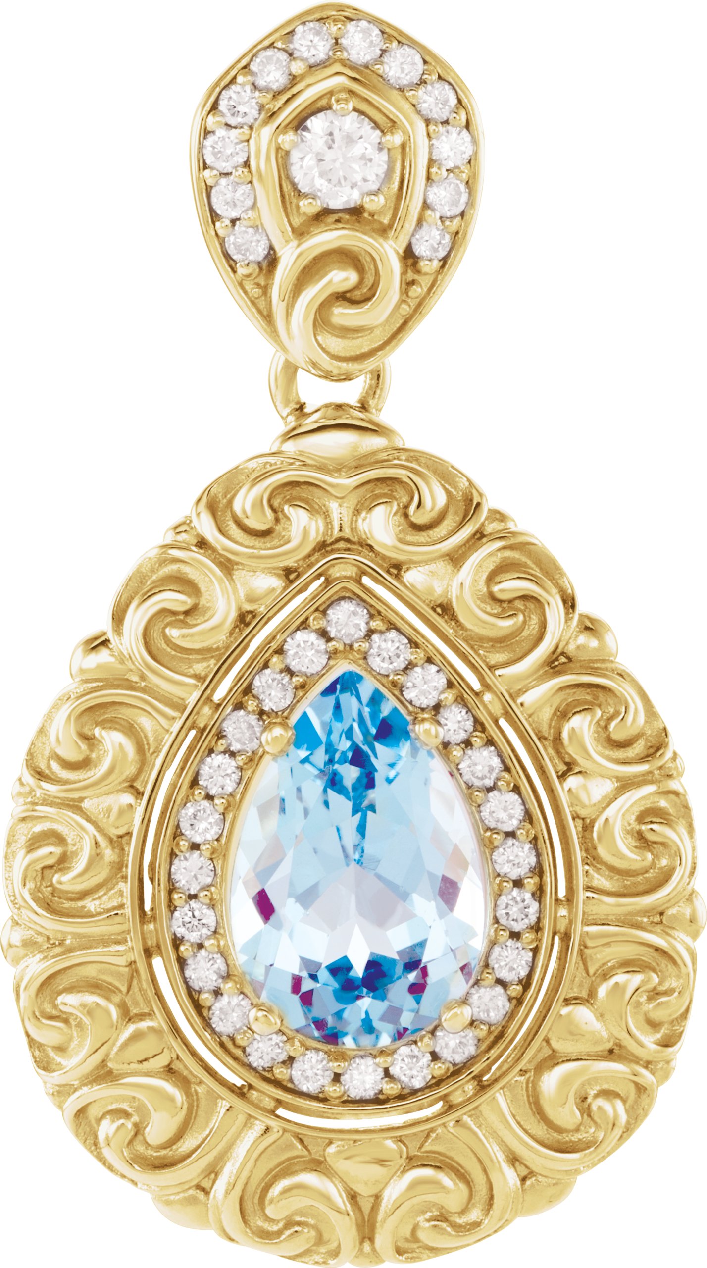 14K Yellow Swiss Blue Topaz and .50 CTW Diamond Pendant Ref 11034358