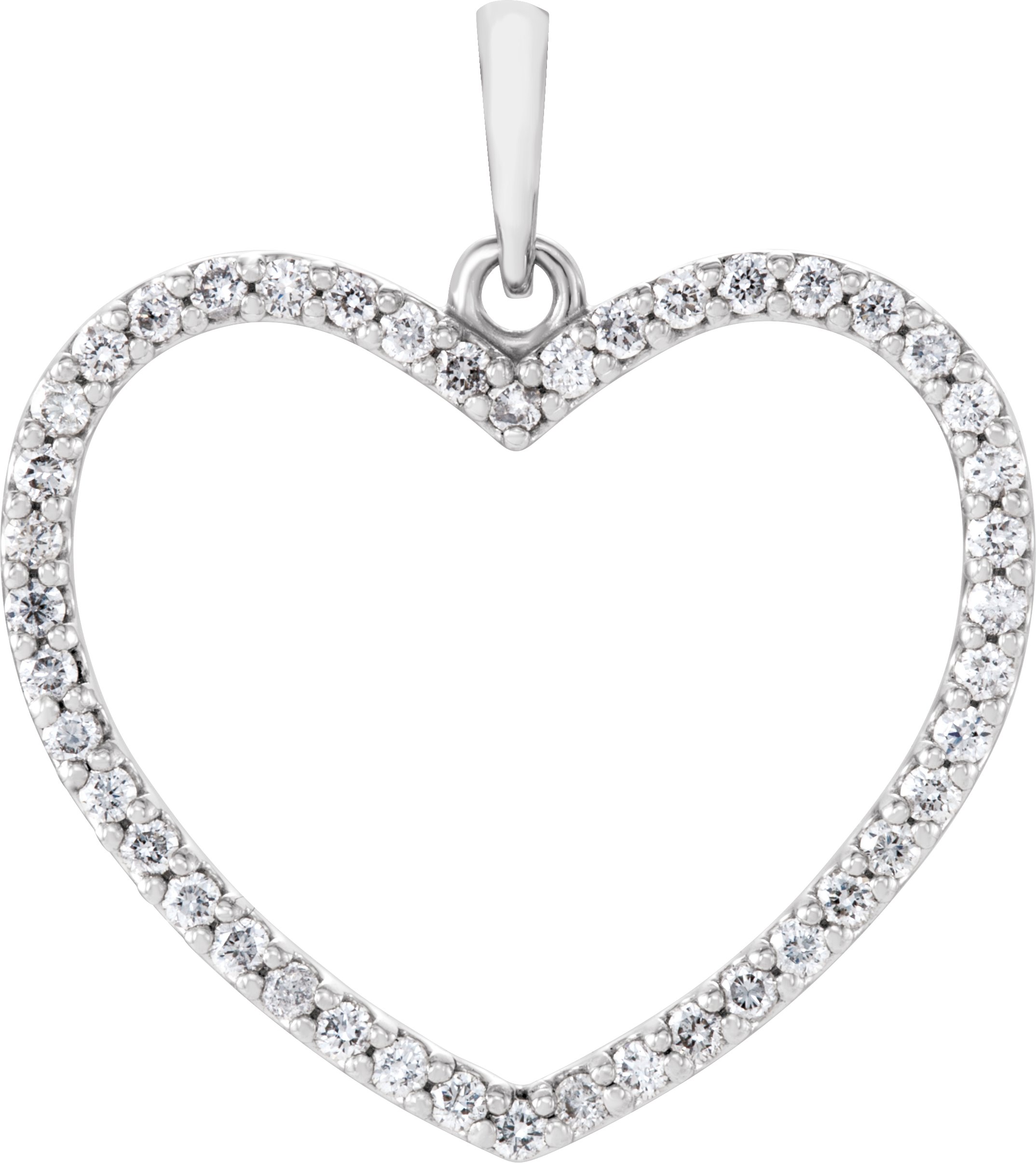 14K White 1/3 CTW Diamond Heart Pendant