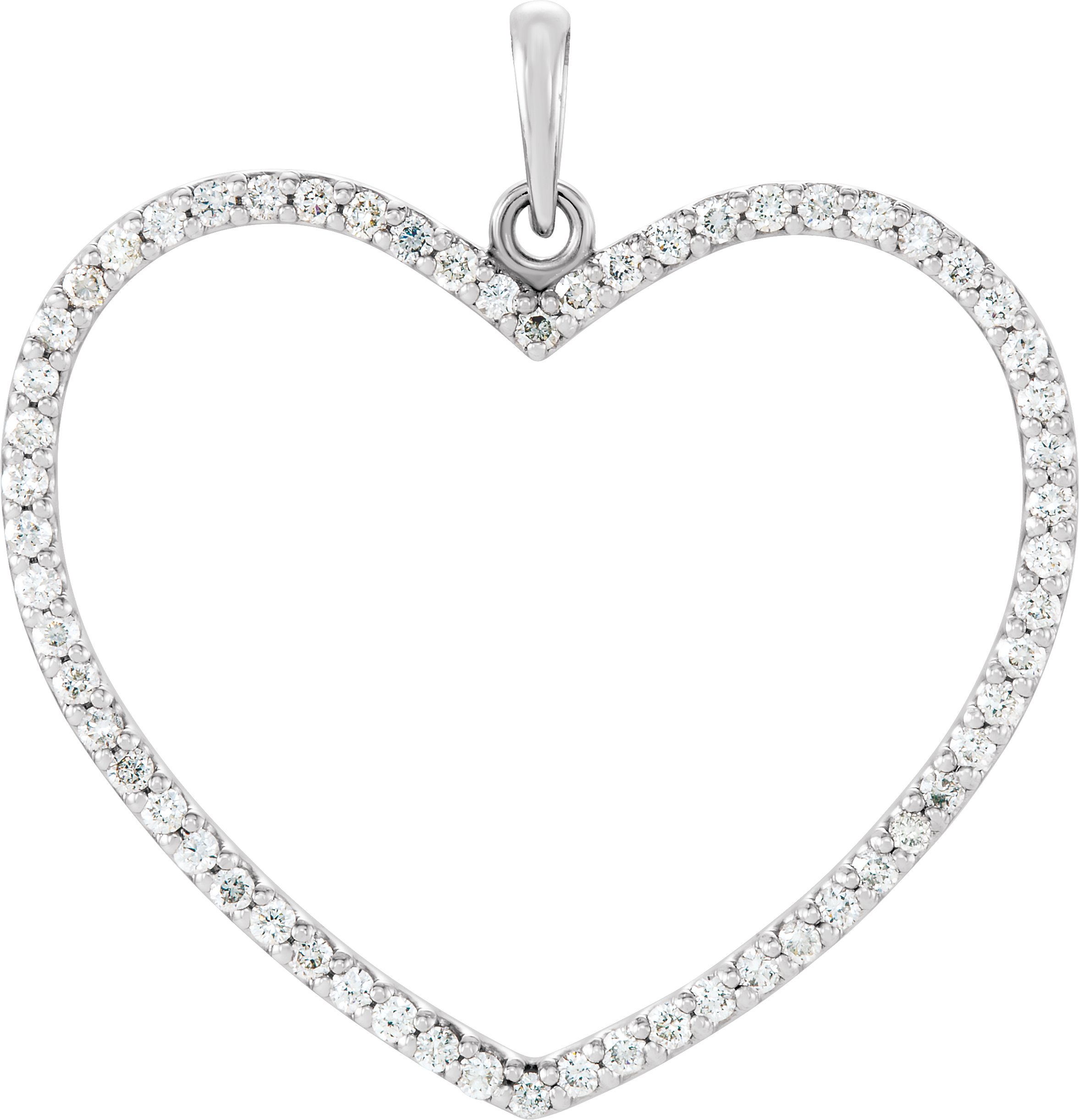 14K White 3/8 CTW Natural Diamond Heart Pendant