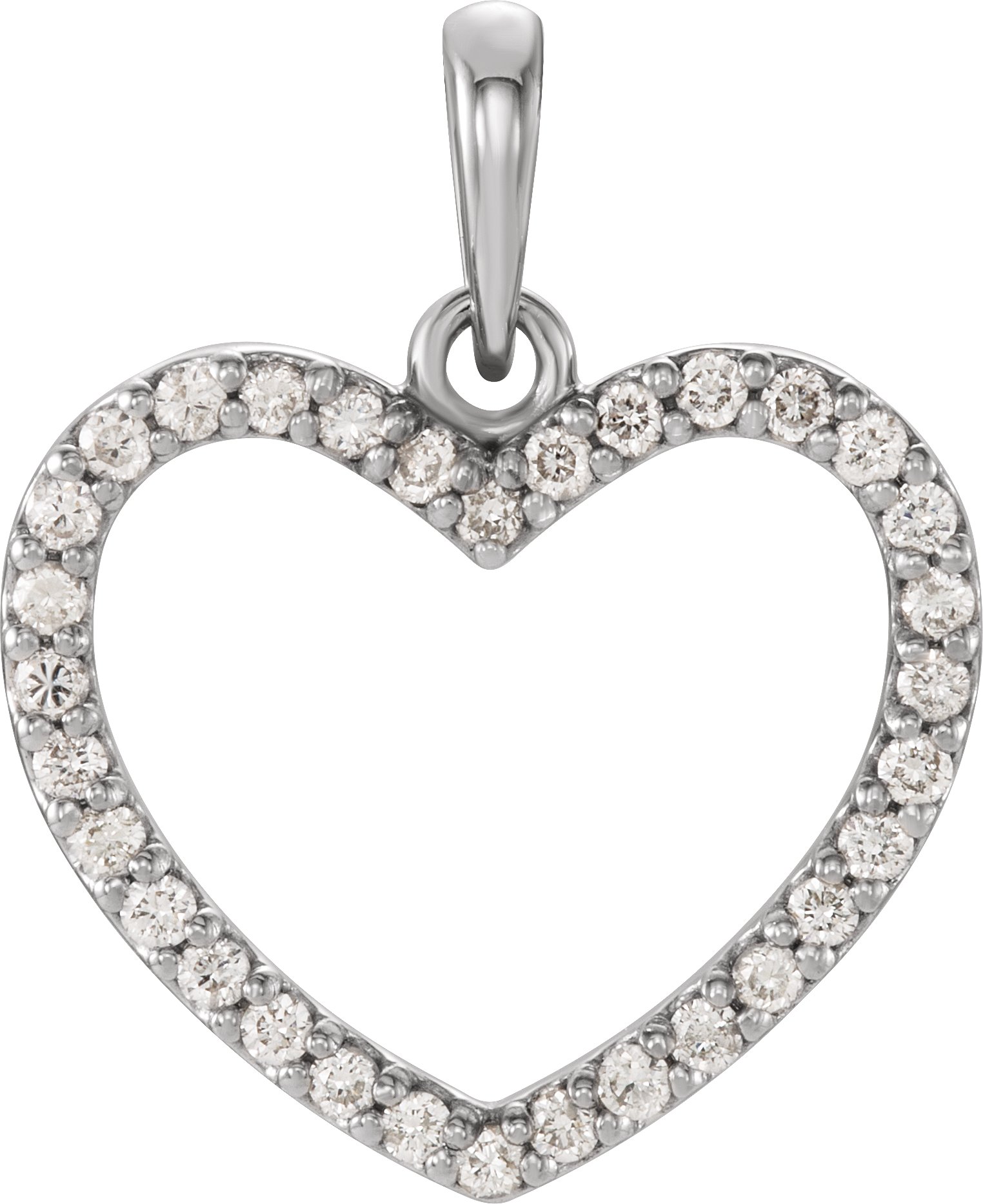 14K White 1/5 CTW Natural Diamond Heart Pendant