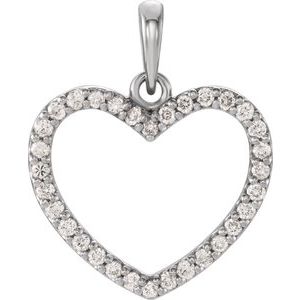 14K White 1/4 CTW Natural Diamond Heart Pendant