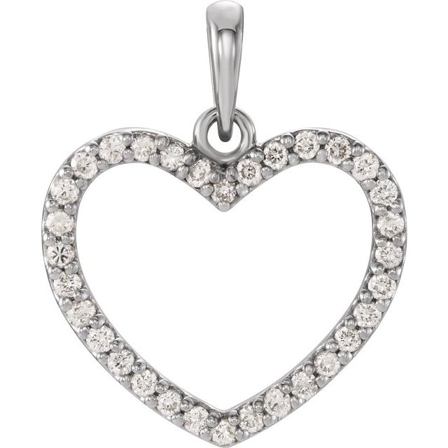 14K White 1/4 CTW Natural Diamond Heart Pendant