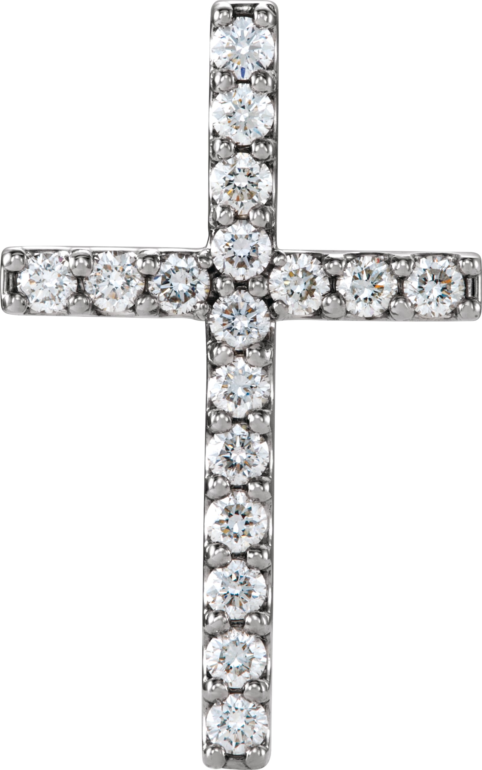 14K White 1/2 CTW Petite Diamond Cross Pendant