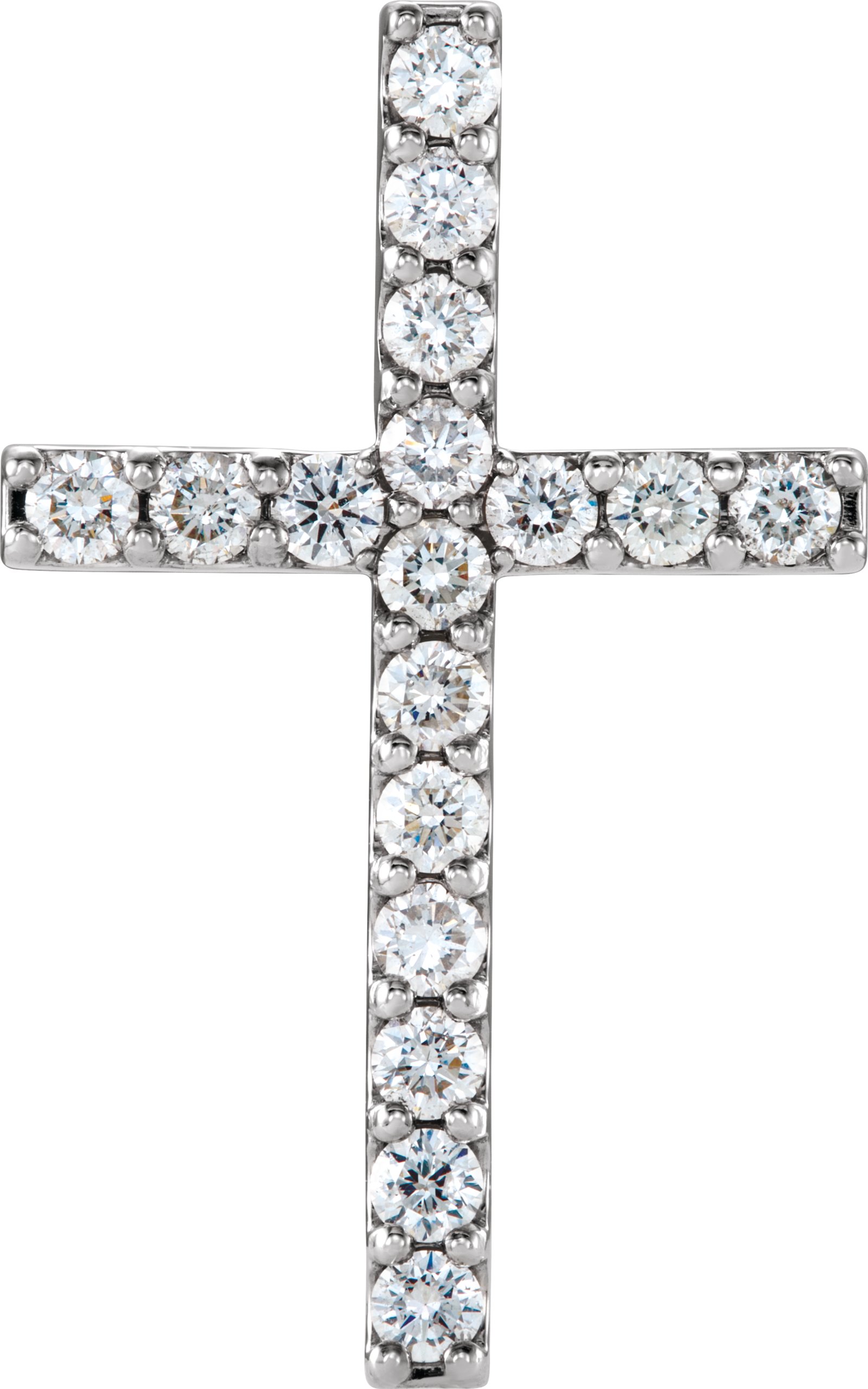 14K White 1 CTW Natural Diamond Petite Cross Pendant