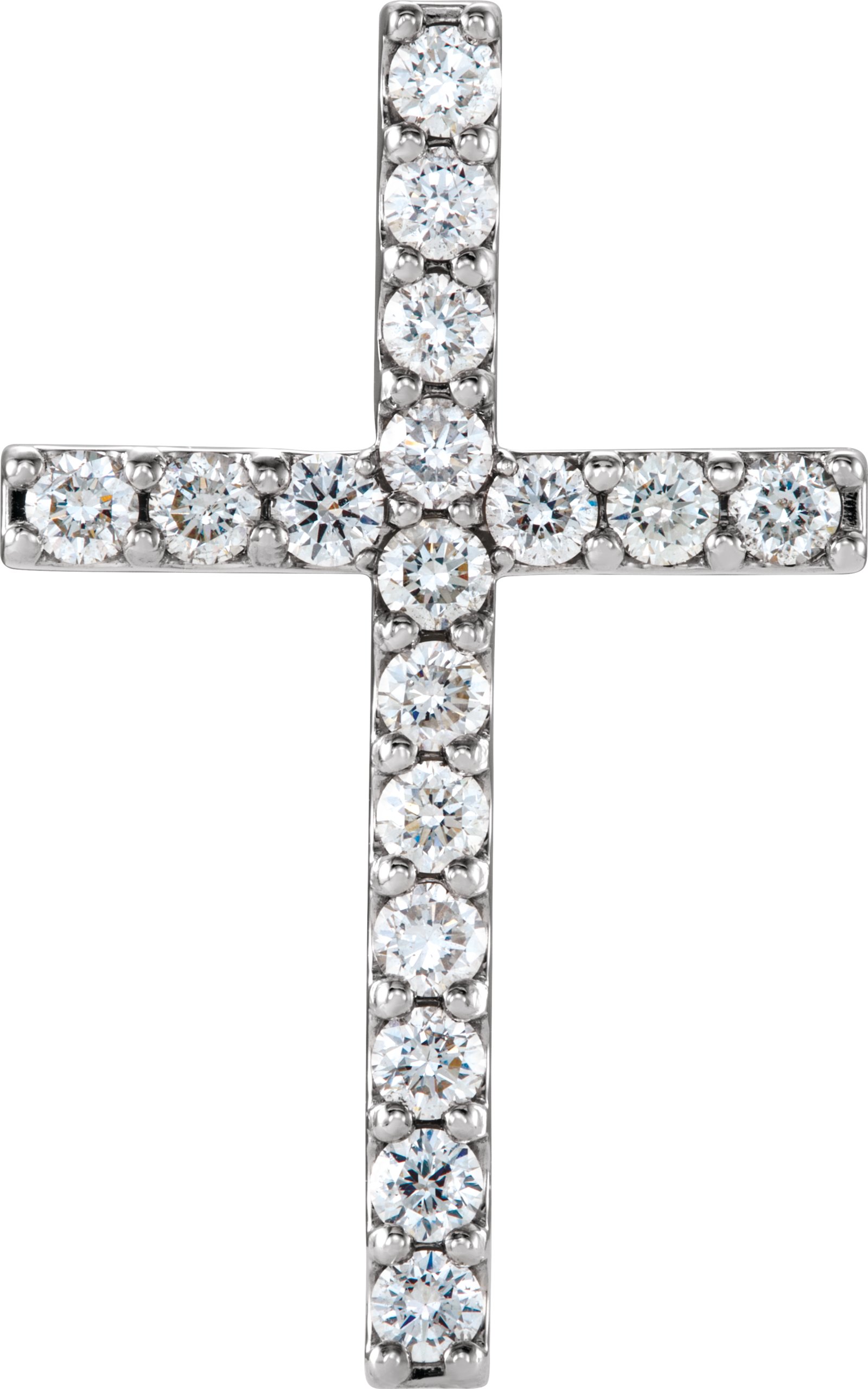 14K White 1 CTW Petite Diamond Cross Pendant