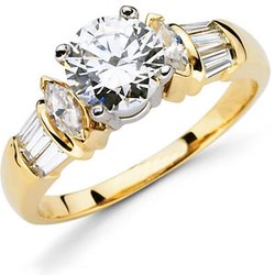 Engagement Ring or Band Mounting with Baguette Accents
