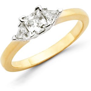 14K Yellow 5.5 mm Square 1/2 CTW Natural Diamond Semi-Set Engagement Ring