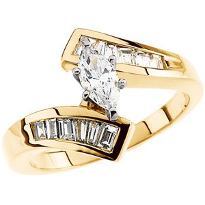 Engagement Ring Mounting with Baguette Accents or Matching Band