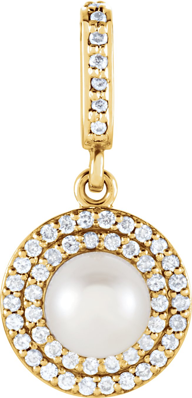 14K Yellow Freshwater Cultured Pearl and .125 CTW Diamond Pendant Ref. 9107166