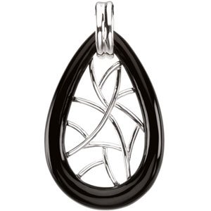 Sterling Silver Natural Black Onyx Pendant