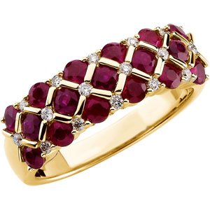 14K Yellow Ruby & 1/6 CTW Diamond Ring