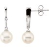 14K White Freshwater Pearl and .06 CTW Diamond Earrings Ref. 1740743