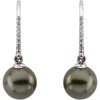 Tahitian Cultured Pearl and Diamond Earrings 10mm .13 CTW Ref 361642
