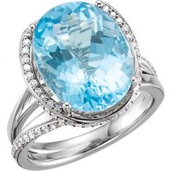 Swiss Blue Topaz & Diamond Spiral Ring alebo neosadený