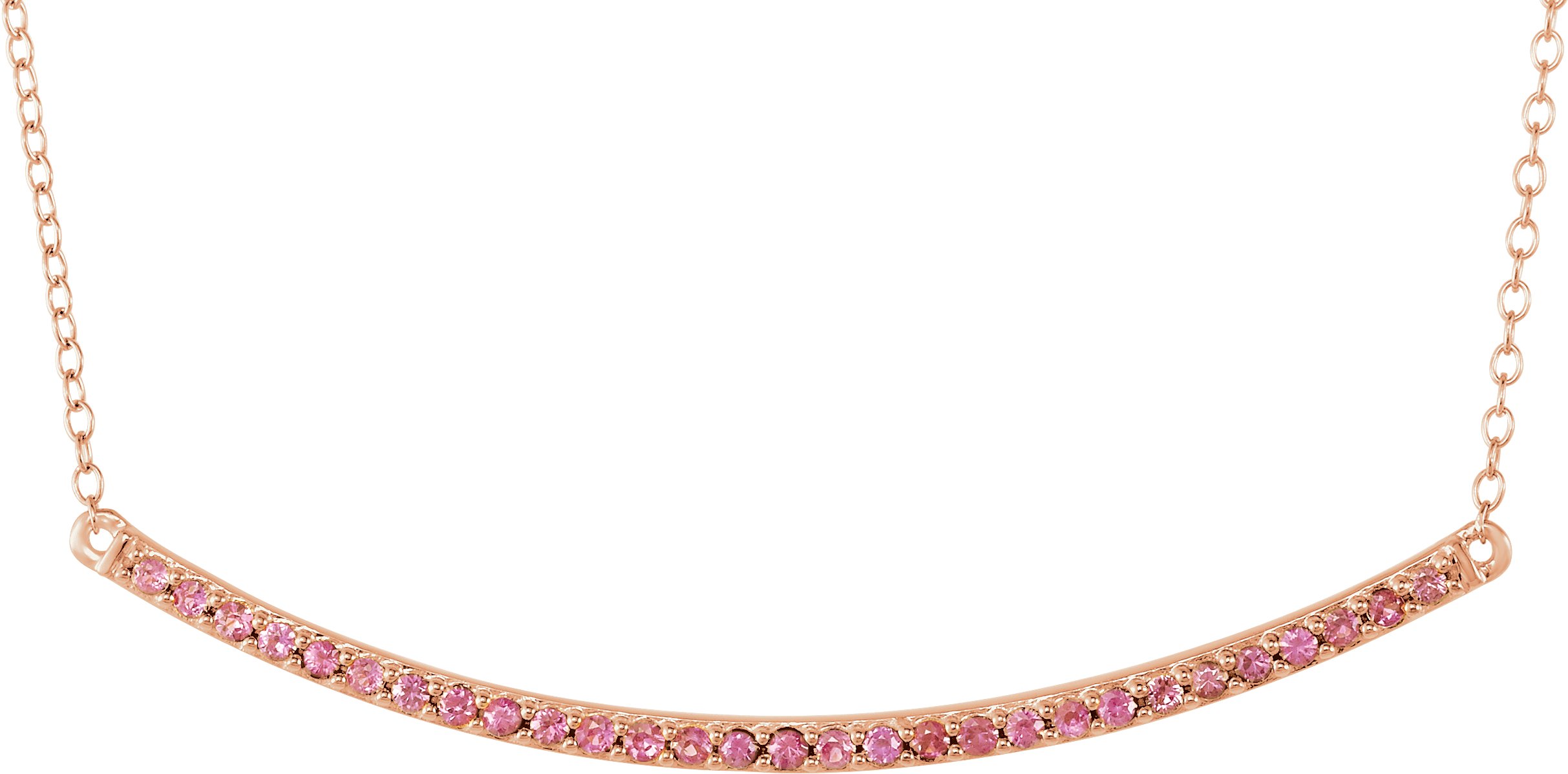 14K Rose Natural Pink Sapphire Bar 16-18" Necklace