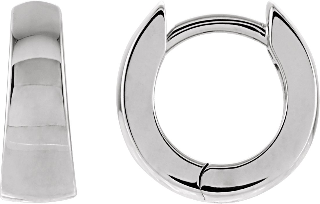 14K White Hinged 10.25 mm Hoop Earrings