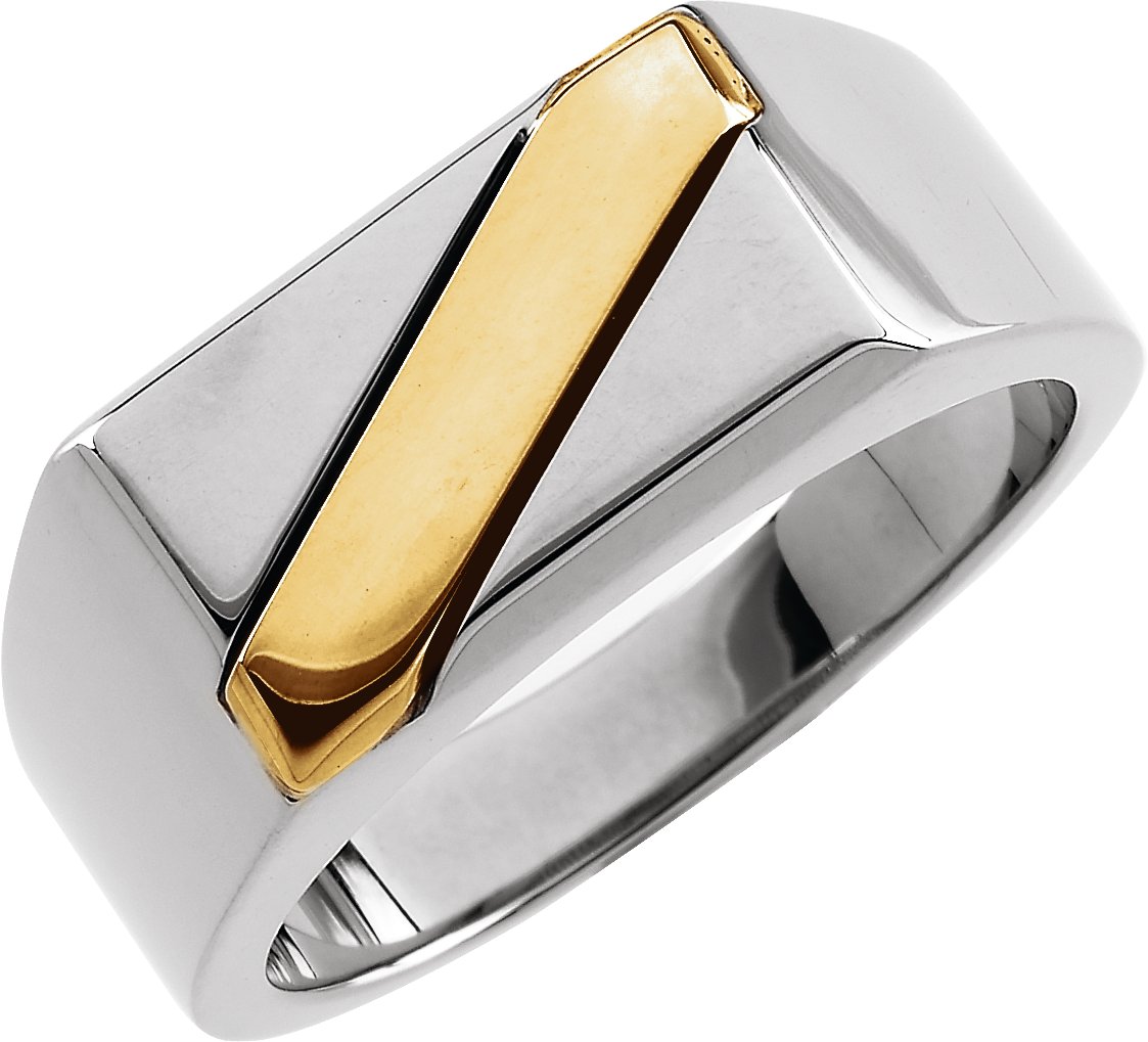 Sterling Silver & 14K Yellow Signet Ring