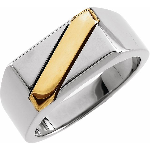 Sterling Silver & 14K Yellow Signet Ring