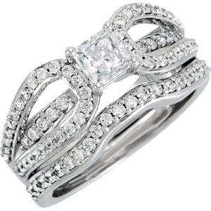 Accented Engagement Ring or Band — Pear Cut