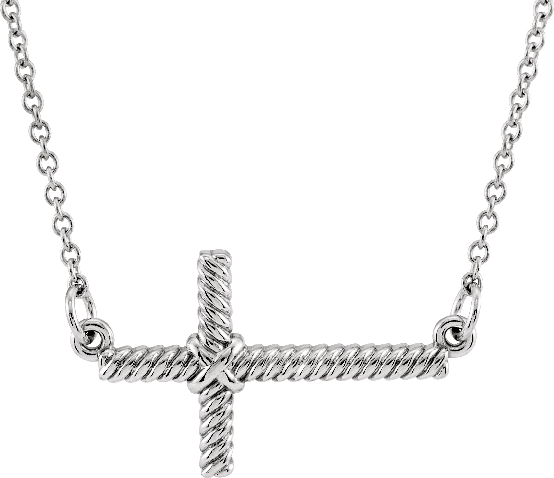 Rope Sideways Cross Necklace or Center