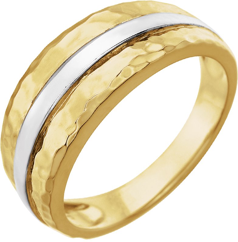 14K Yellow/White Banded Hammered Ring