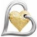 14K White/Yellow Hammered Double Heart Pendant