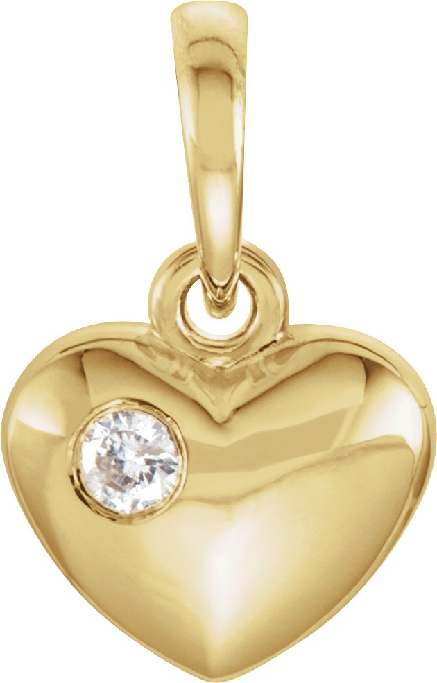 14K Yellow .03 CT Natural Diamond Heart Pendant