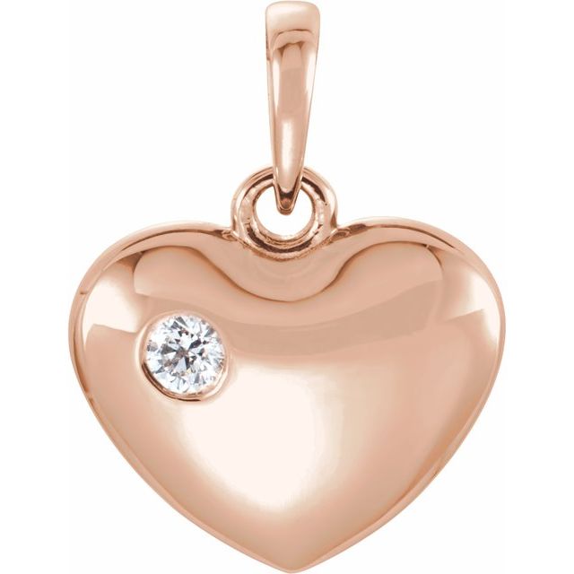 14K Rose .05 CT Natural Diamond Heart Pendant
