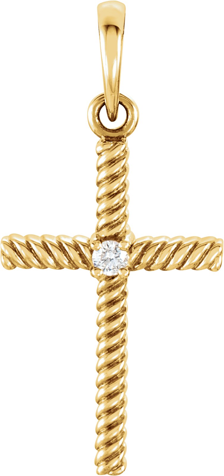 14K Yellow .02 CT Natural Diamond Cross Pendant