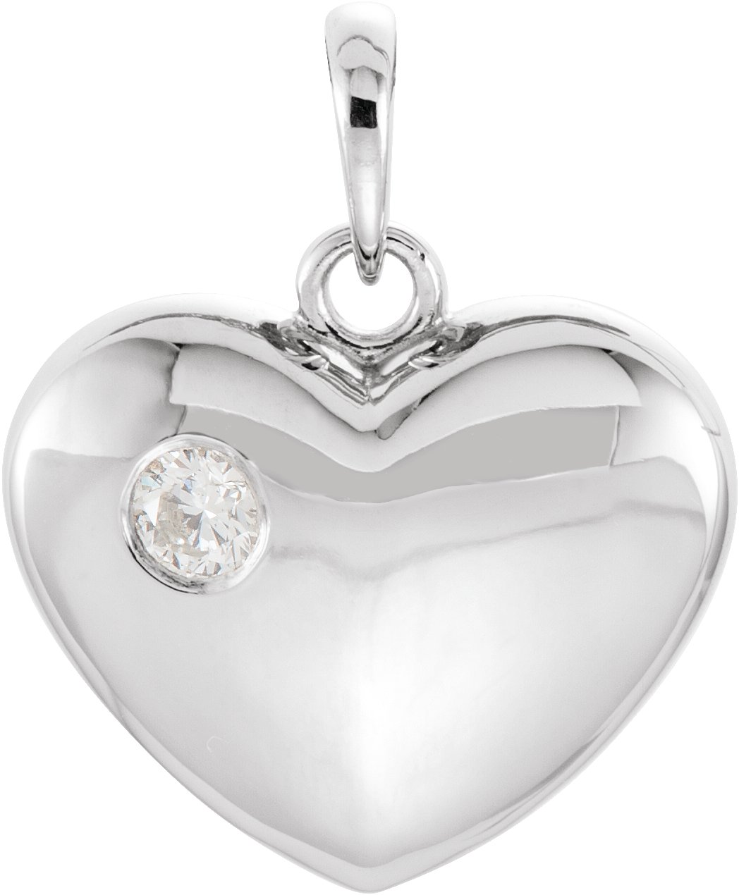 14K White 1/10 CT Diamond 20.15x16 mm Heart Pendant