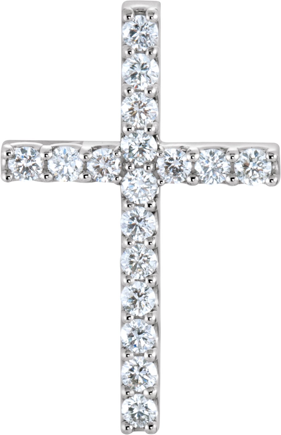 14K White 5/8 CTW Petite Diamond Cross Pendant