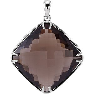 Sterling Silver 20x20 mm Smoky Quartz Pendant Ref. 3201842