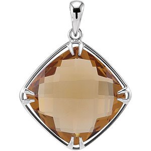 Sterling Silver 16x16 mm Honey Quartz Pendant Ref. 3201867