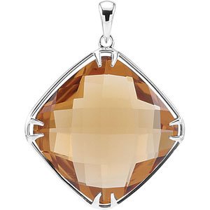 Sterling Silver 20x20 mm Honey Quartz Pendant Ref. 3201871