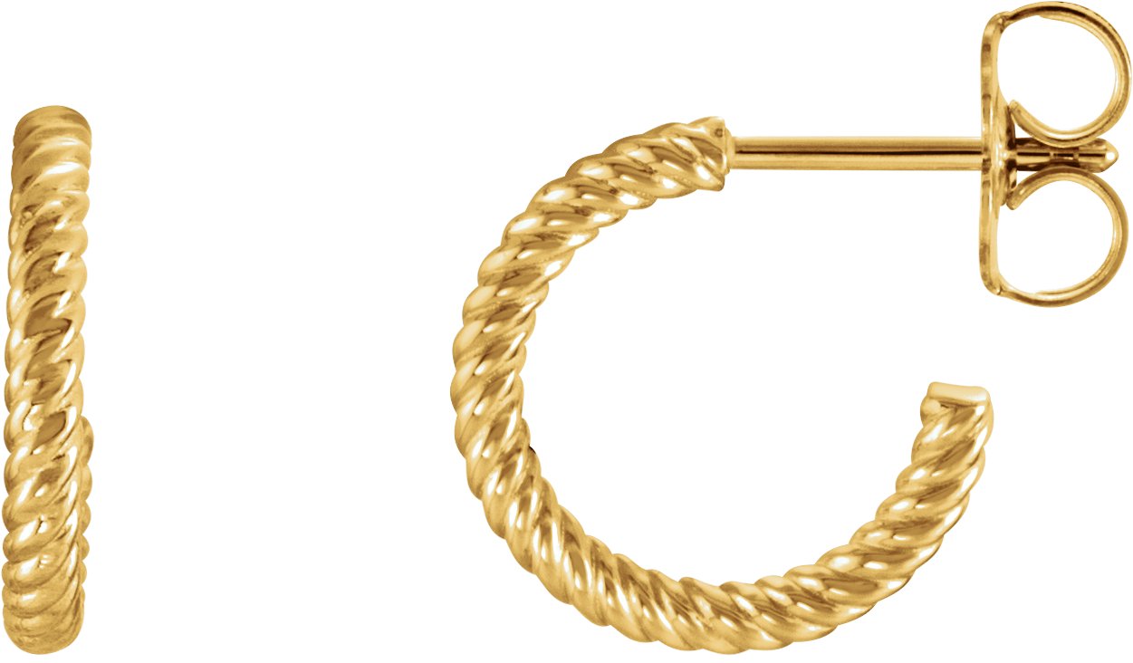 14K Yellow Rope 12 mm Hoop Earrings