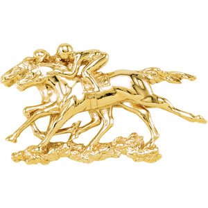 14K Жълто злато Down to the Wire Horse Brooch/Pendant