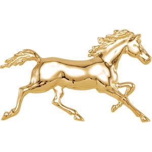 14K Yellow Standardbred Trotter with Full Mane & Tail Pendant