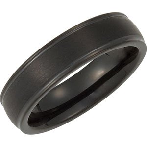 Black Tungsten 6 mm Grooved Band Size 10