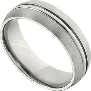 Titanium 7 mm Grooved & Satin Finished Band Size 9