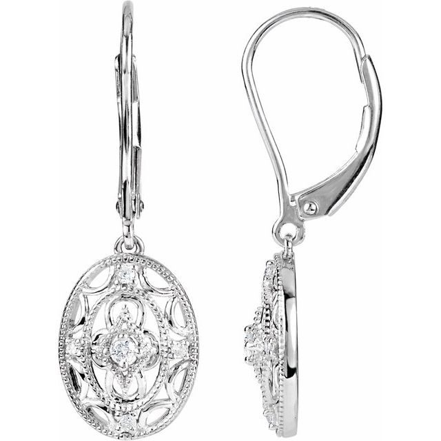 Sterling Silver 1/10 CTW Diamond Lever Back Earrings