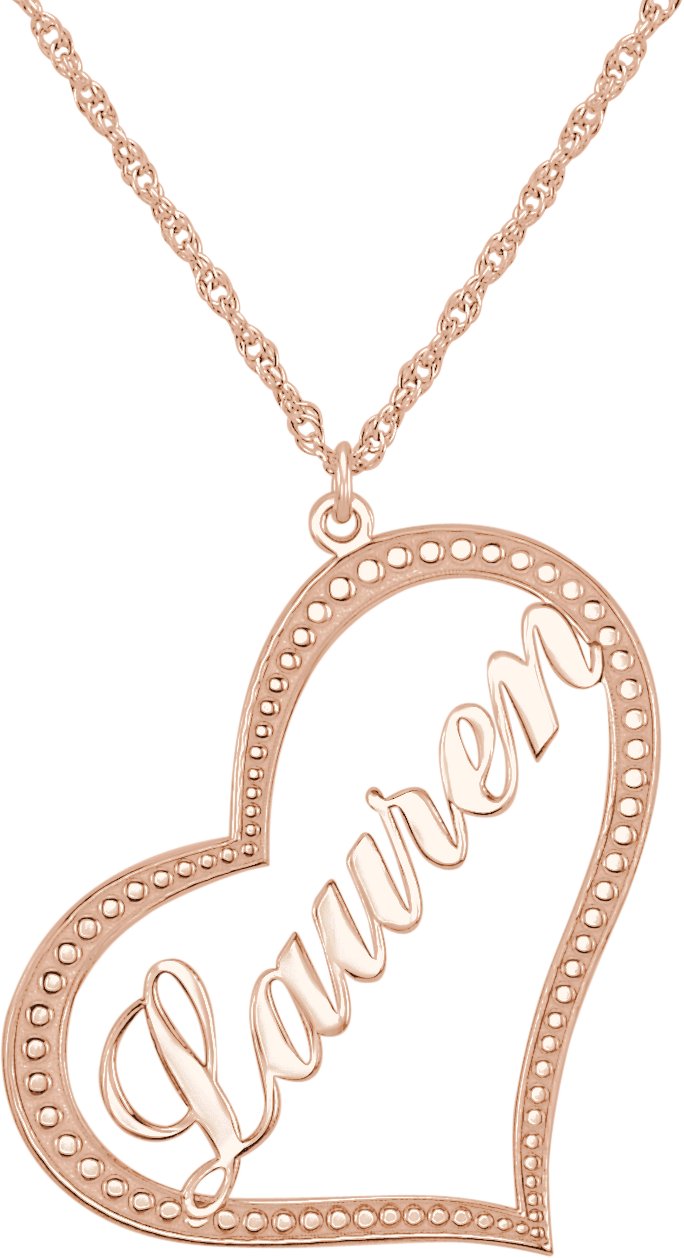 Script Nameplate Heart Necklace