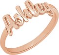 14K Rose Gold-Plated Sterling Silver Script Nameplate Ring 