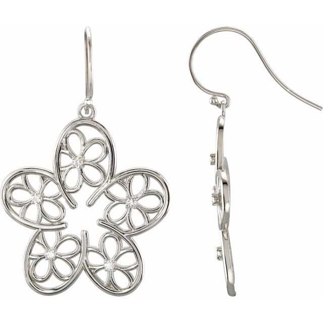 Sterling Silver 1/6 CTW Natural Diamond Flower Earrings